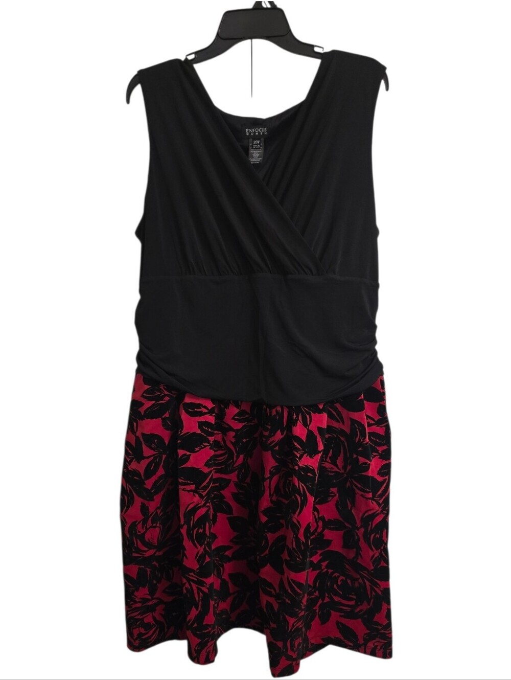 Enfocus Whimsygoth Dark Romantic Black Red Floral Print Dress Dark Coquette 20W
